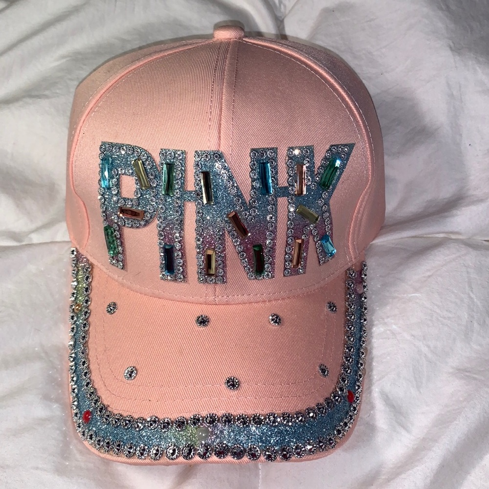 PINK RHINESTONE DENIM BASEBALL HAT